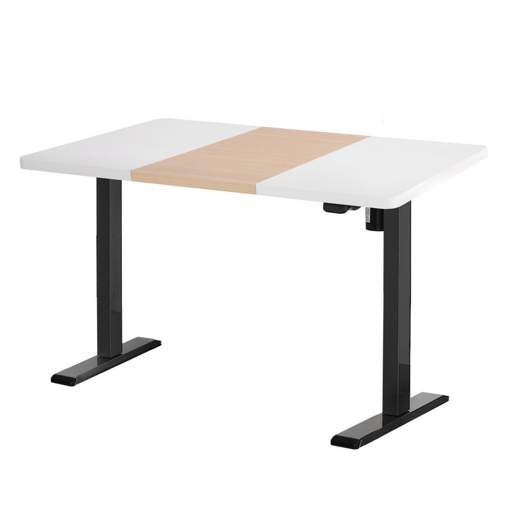 Standing Desk (Single Motor) Black + White & Pine 120cm - Homecoze