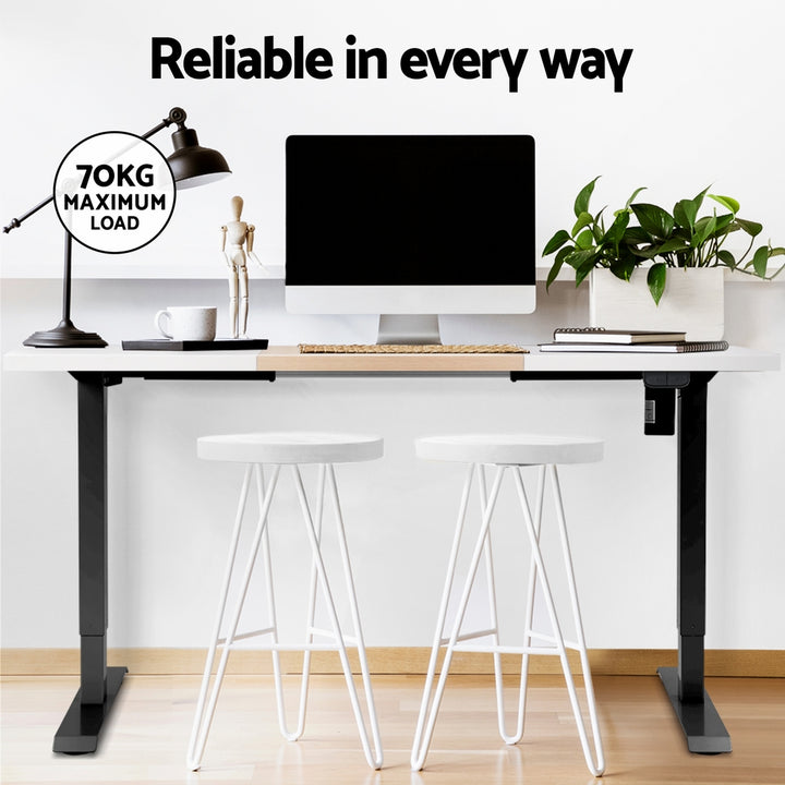 Standing Desk (Single Motor) Black + White & Pine 120cm