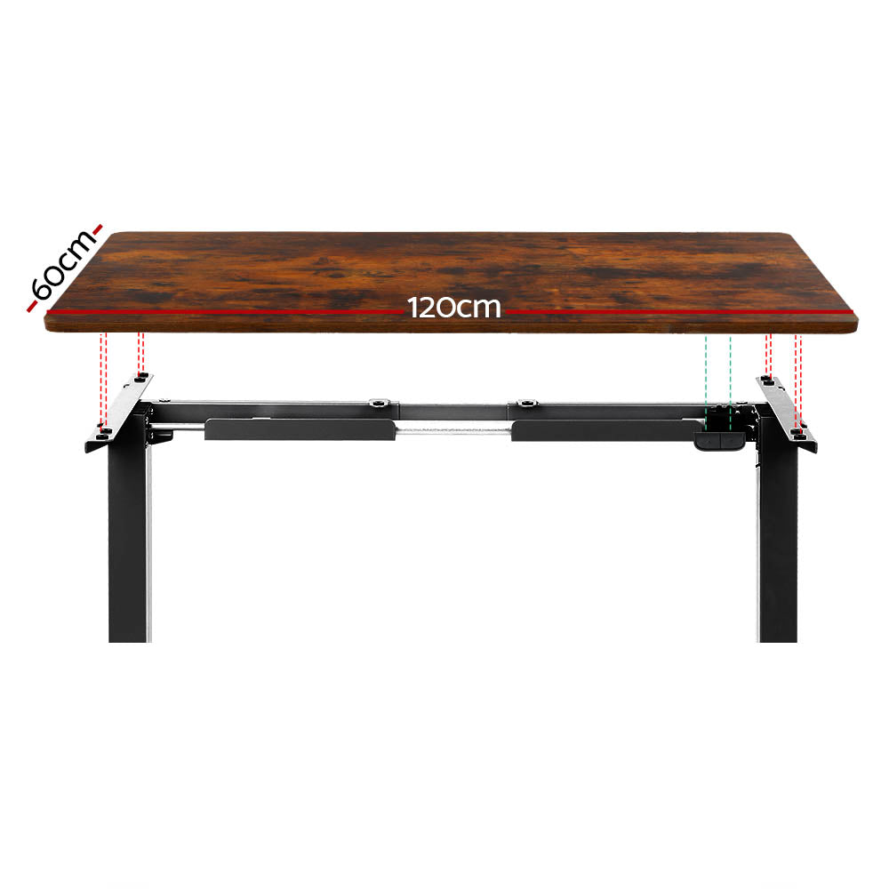 Standing Desk (Single Motor) Black & Rustic 120cm - Homecoze