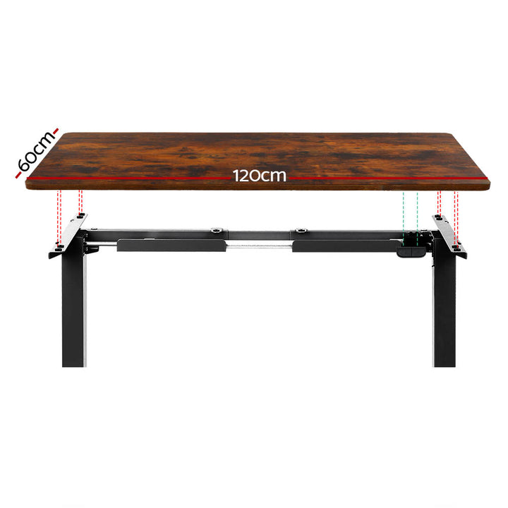 Standing Desk (Single Motor) Black & Rustic 120cm