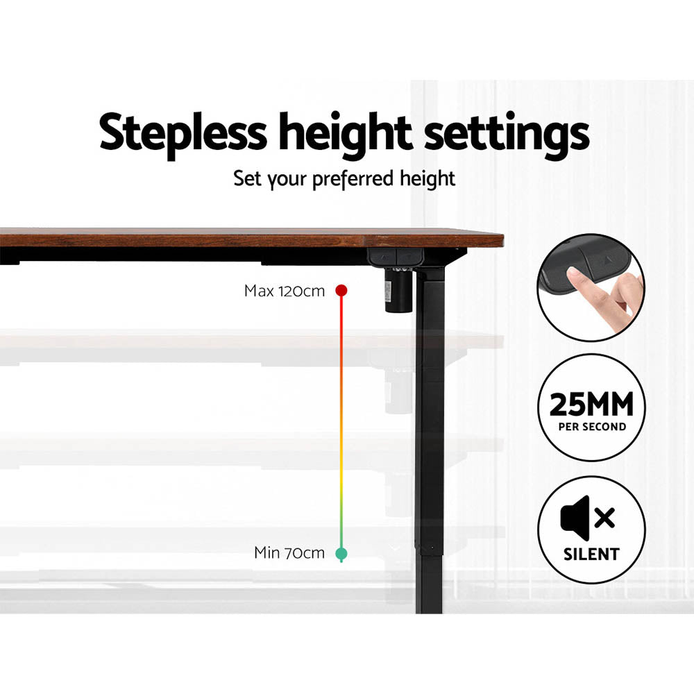 Standing Desk (Single Motor) Black & Rustic 120cm - Homecoze