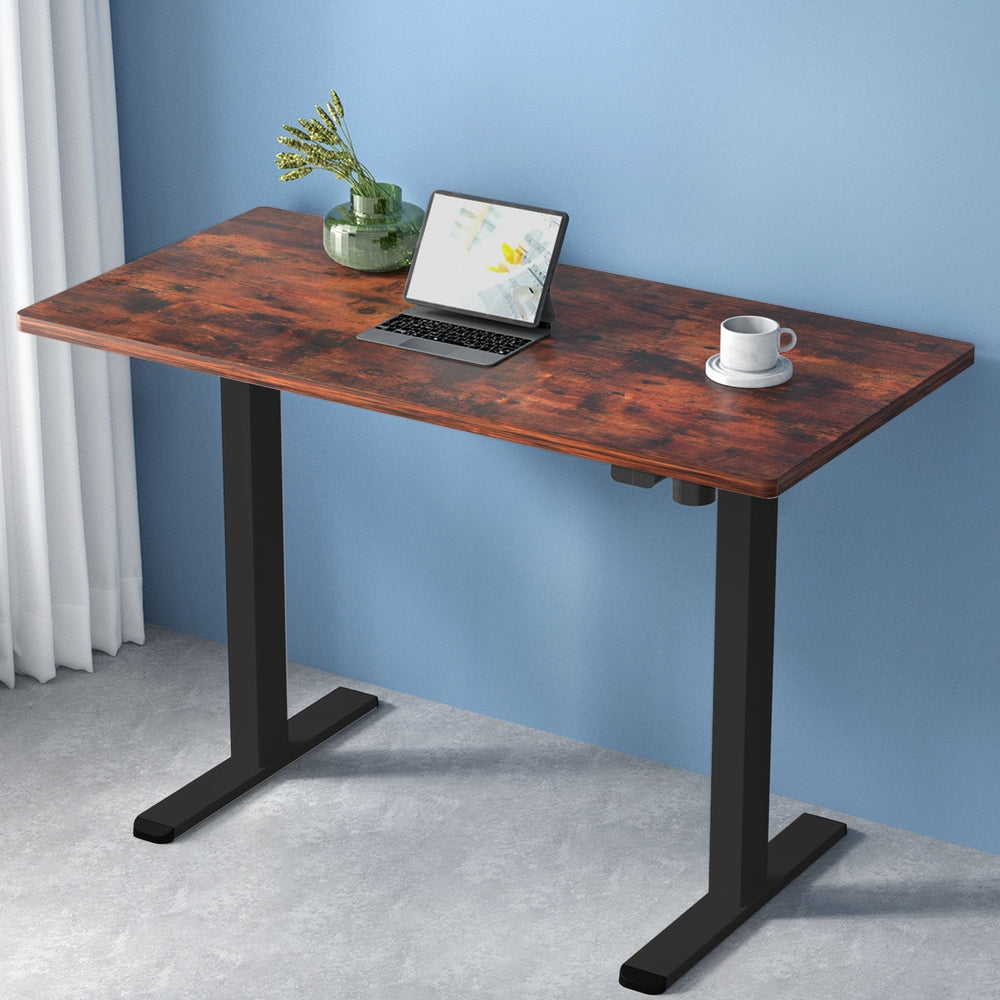 Standing Desk (Single Motor) Black & Rustic 120cm