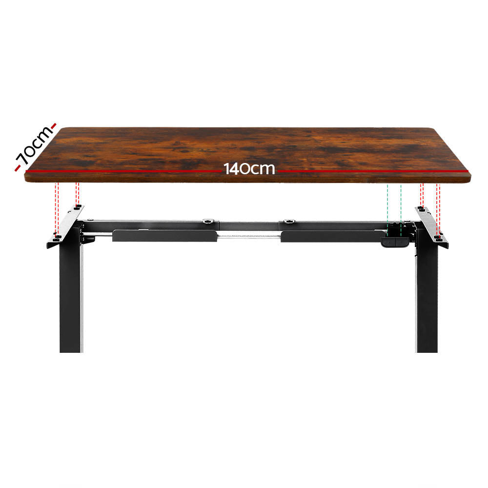 Standing Desk (Single Motor) Black & Rustic 140cm - Homecoze