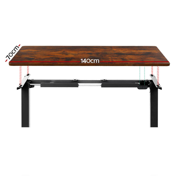 Standing Desk (Single Motor) Black & Rustic 140cm - Homecoze