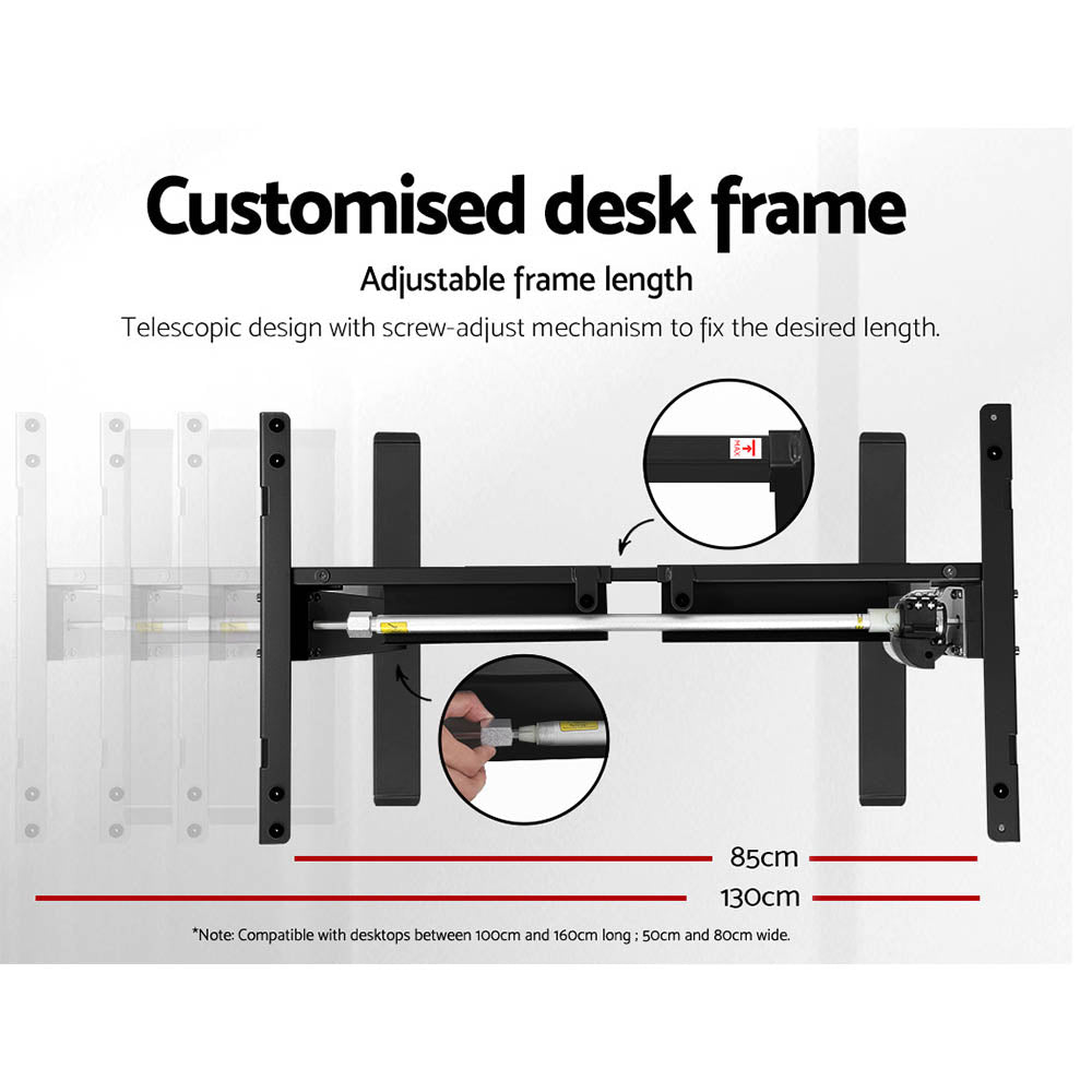 Standing Desk (Single Motor) Black & Rustic 140cm - Homecoze
