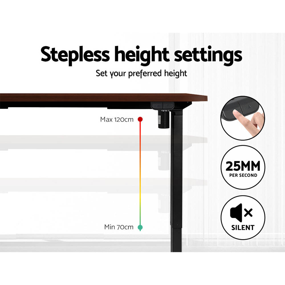 Standing Desk (Single Motor) Black & Walnut 120cm - Homecoze