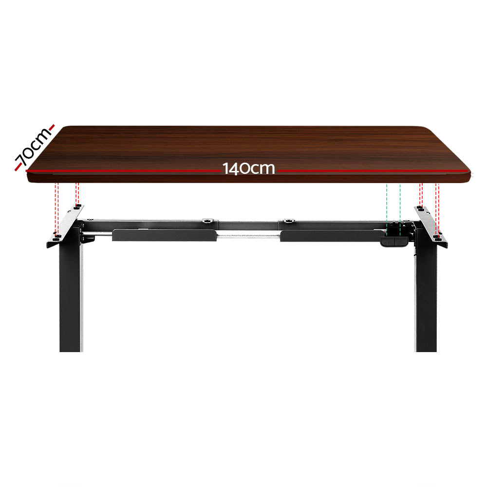 Standing Desk (Single Motor) Black & Walnut 140cm - Homecoze
