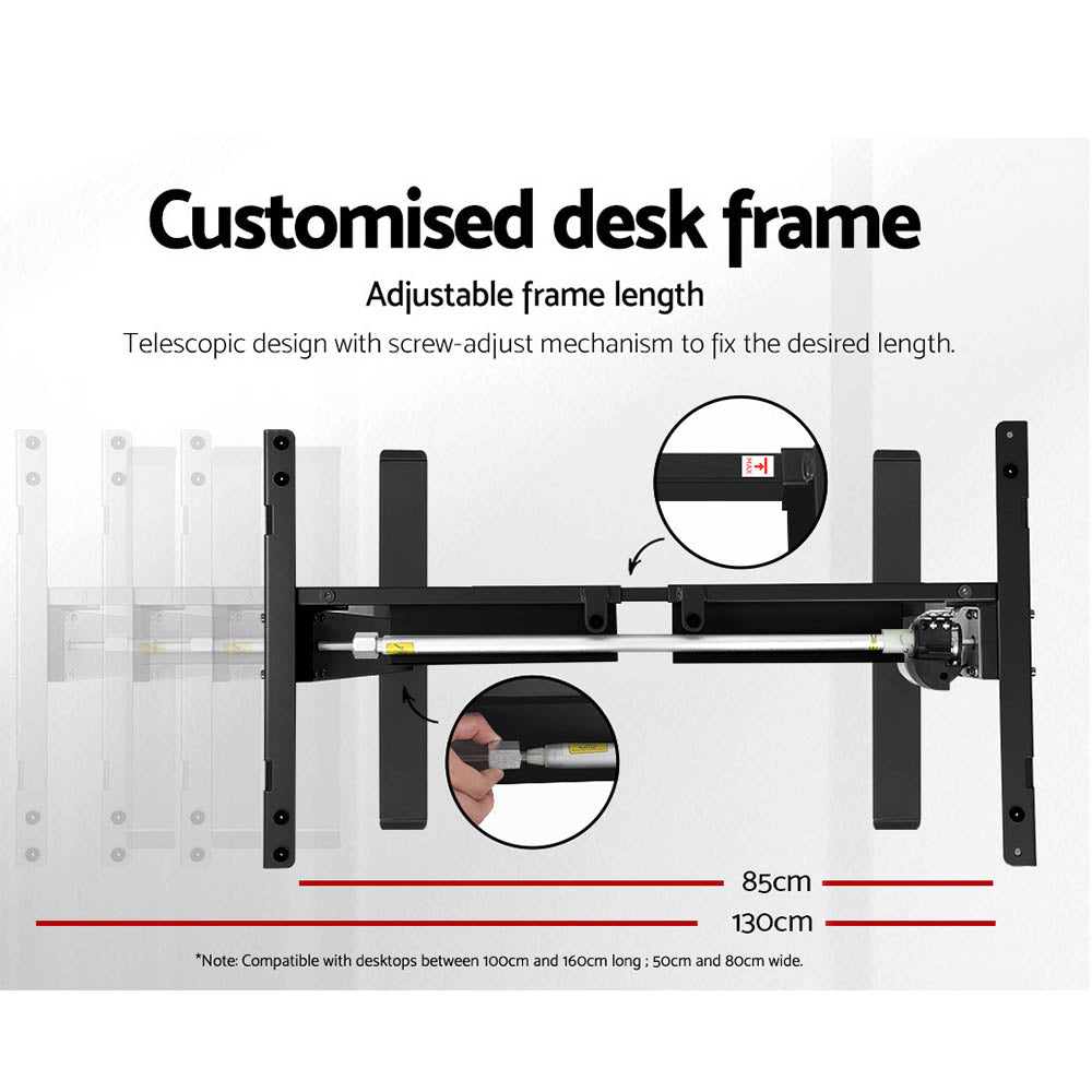 Standing Desk (Single Motor) Black & White 140cm - Homecoze