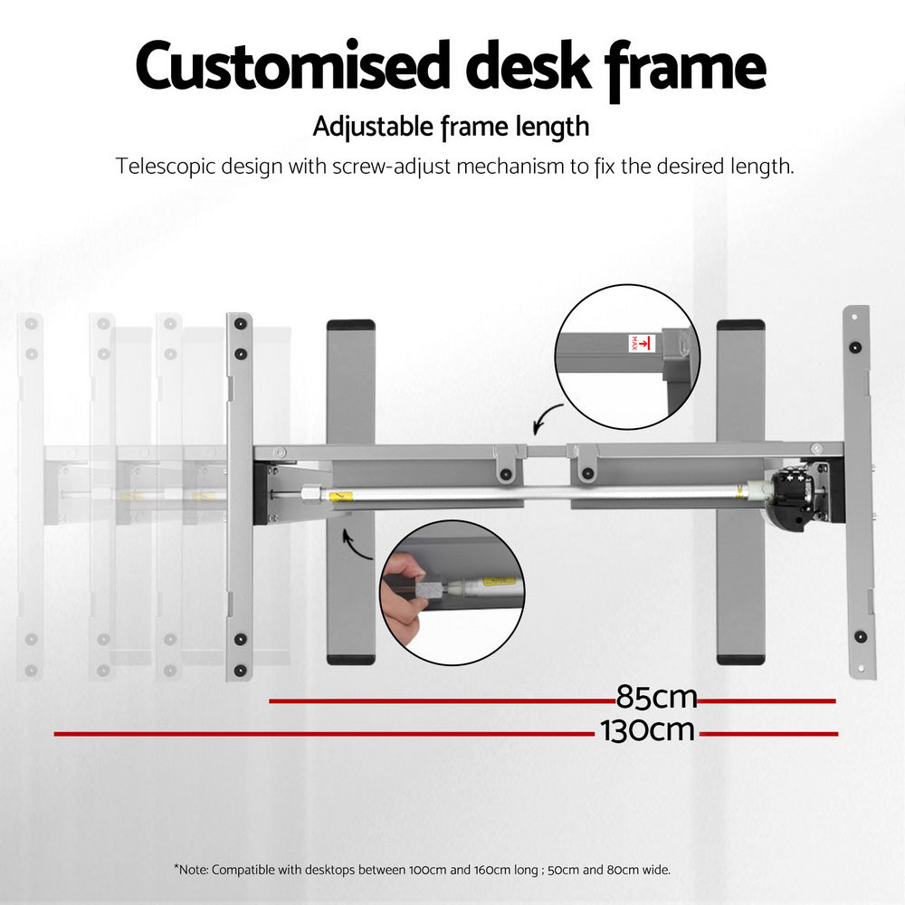 Standing Desk Frame Only Height Adjustable - Grey - Homecoze