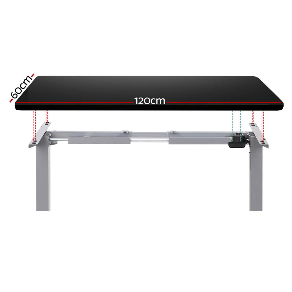 Standing Desk (Single Motor) Grey & Black 120cm - Homecoze