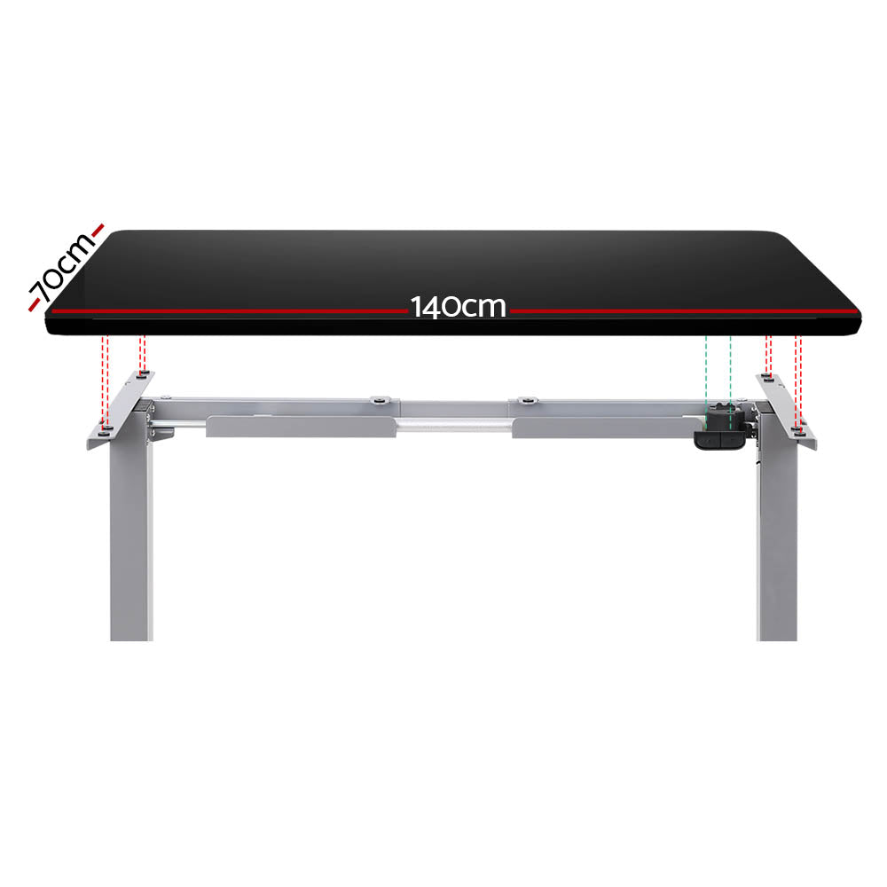 Standing Desk (Single Motor) Grey & Black 140cm - Homecoze