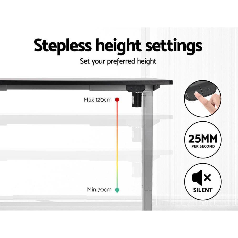 Standing Desk (Single Motor) Grey & Black 140cm - Homecoze