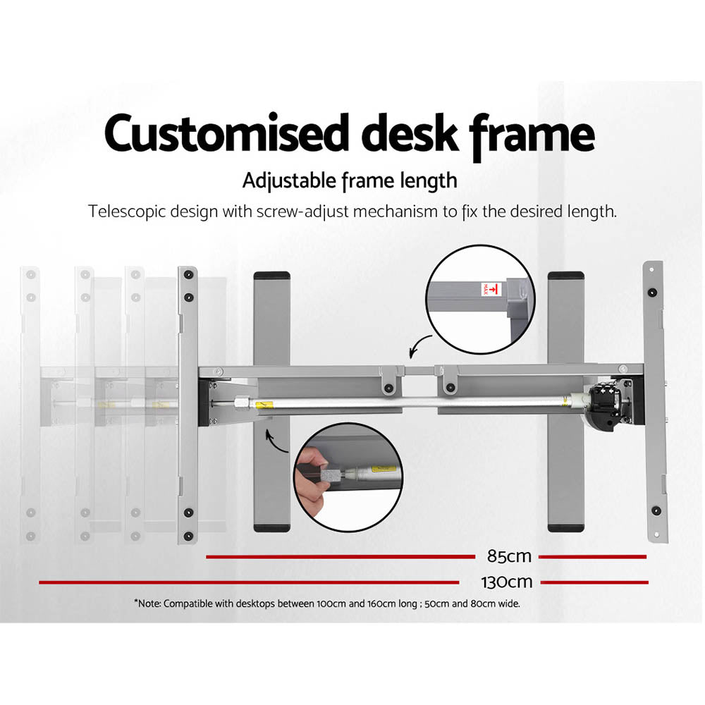 Standing Desk (Single Motor) Grey & Black 140cm - Homecoze