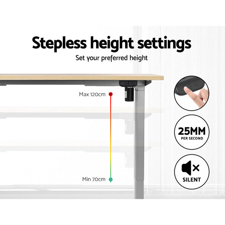 Standing Desk (Single Motor) Grey & Oak 120cm - Homecoze