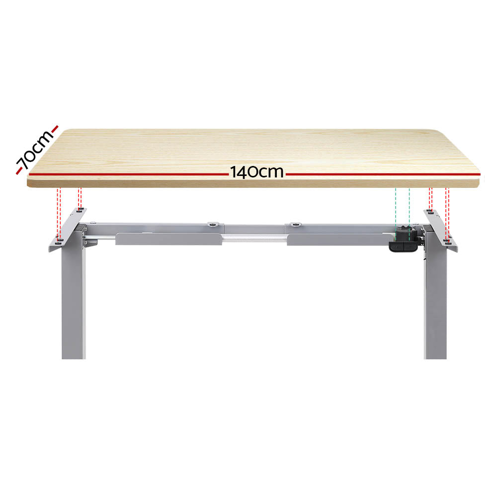 Standing Desk (Single Motor) Grey & Oak 140cm - Homecoze