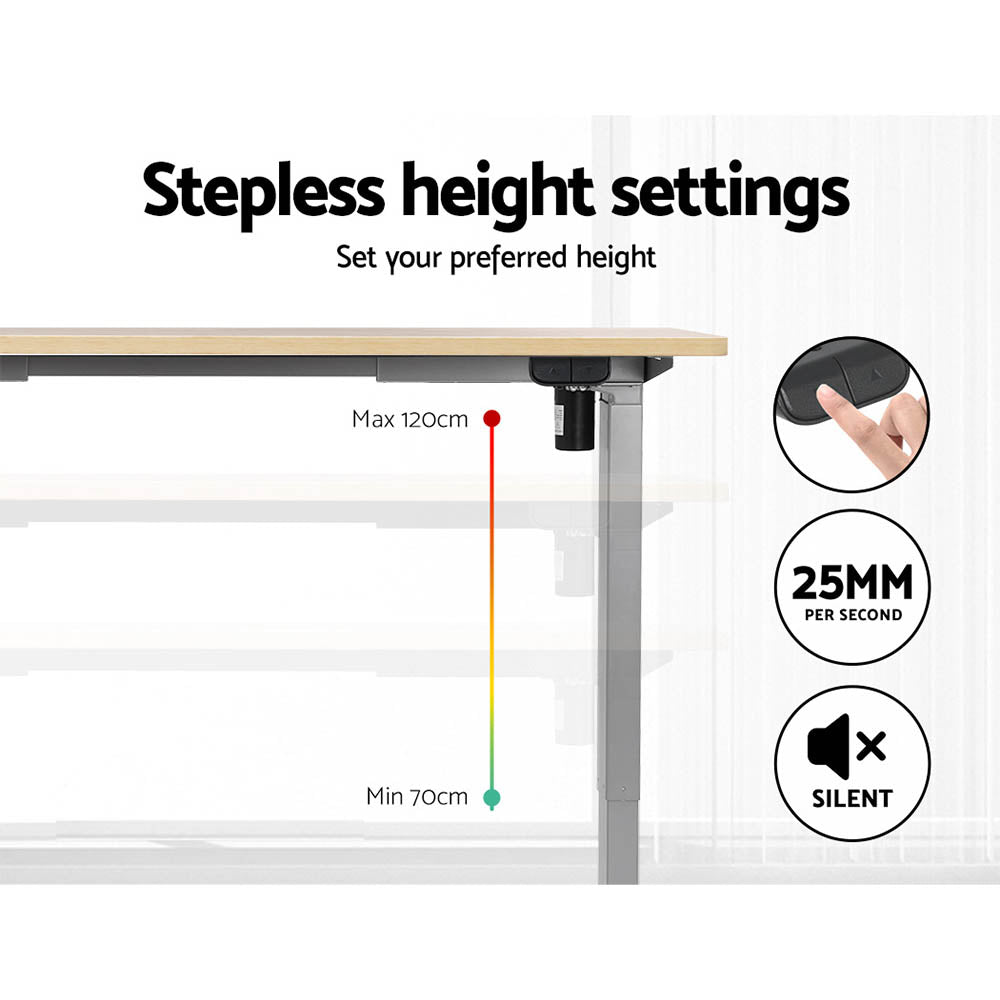 Standing Desk (Single Motor) Grey & Oak 140cm - Homecoze