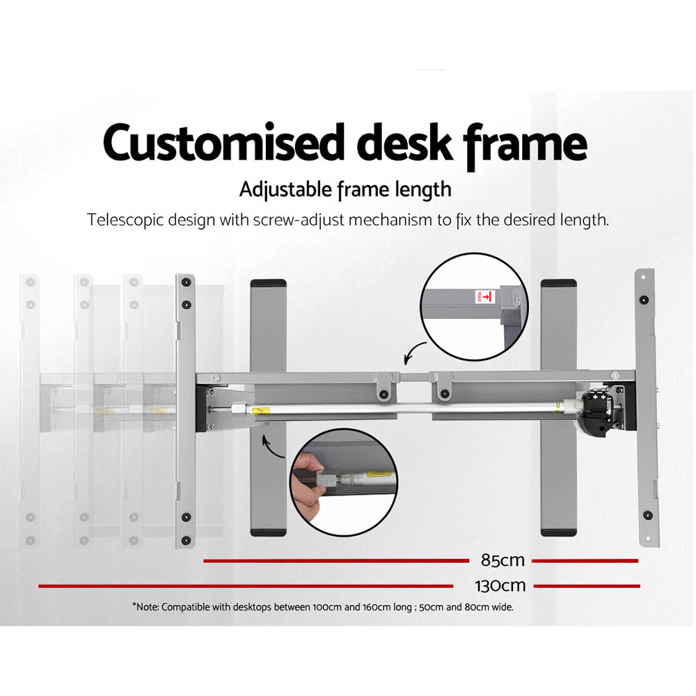 Standing Desk (Single Motor) Grey & Oak 140cm