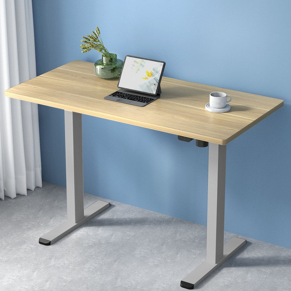 Standing Desk (Single Motor) Grey & Oak 140cm