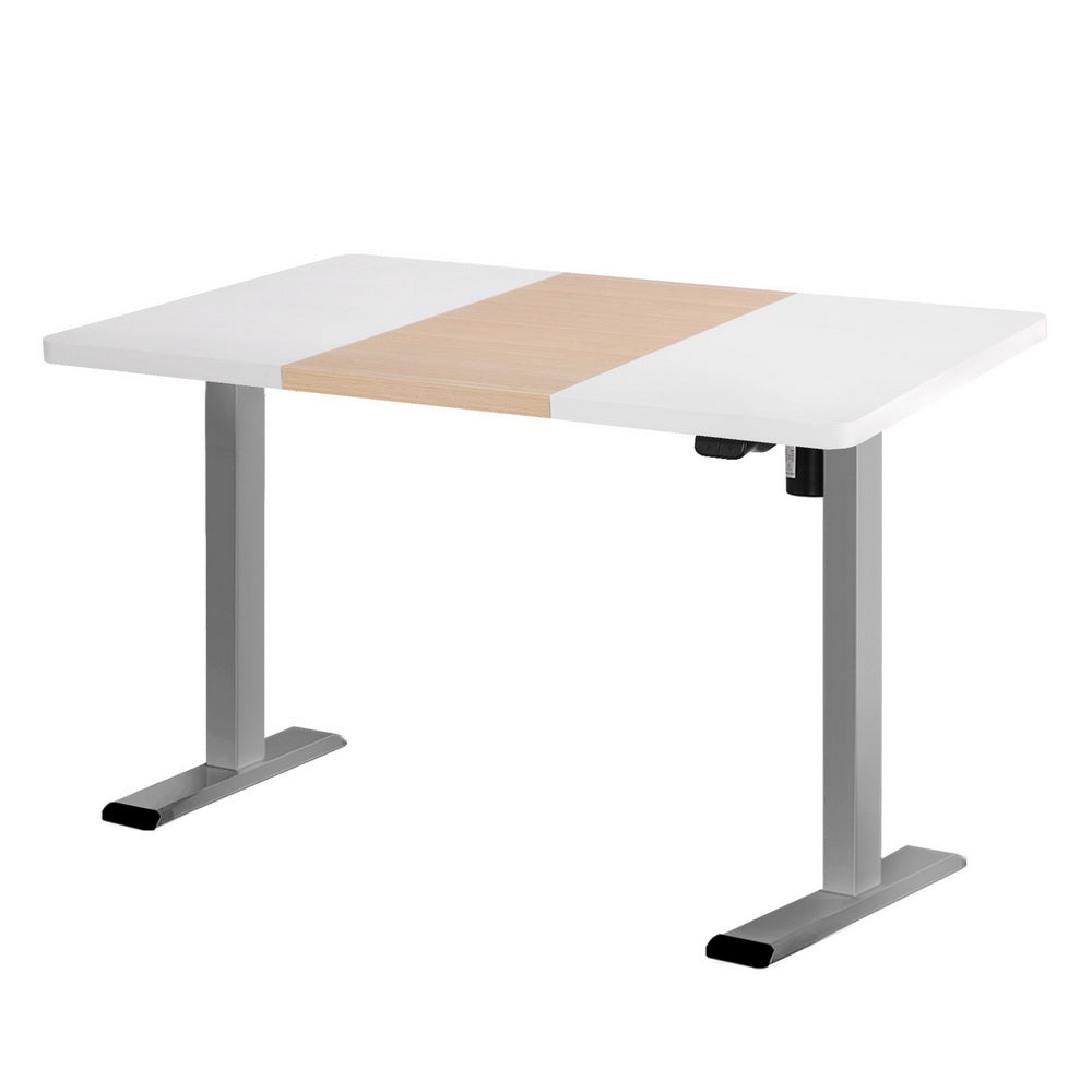 Standing Desk (Single Motor) Grey + White & Pine 120cm