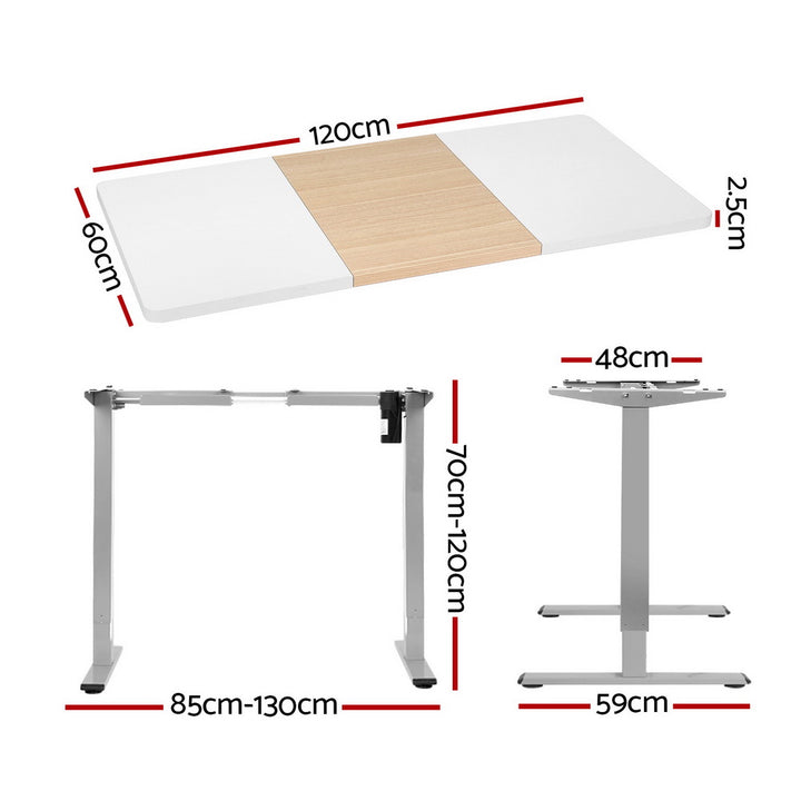 Standing Desk (Single Motor) Grey + White & Pine 120cm