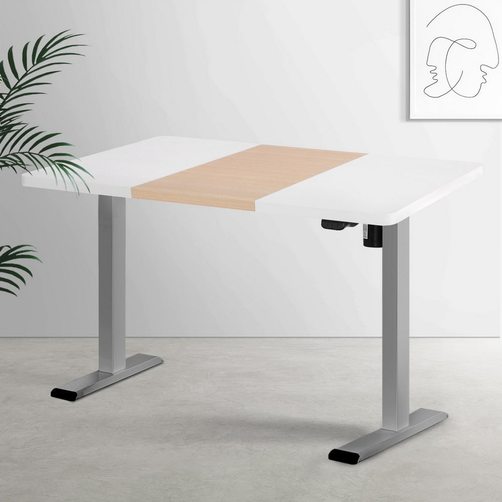 Standing Desk (Single Motor) Grey + White & Pine 120cm