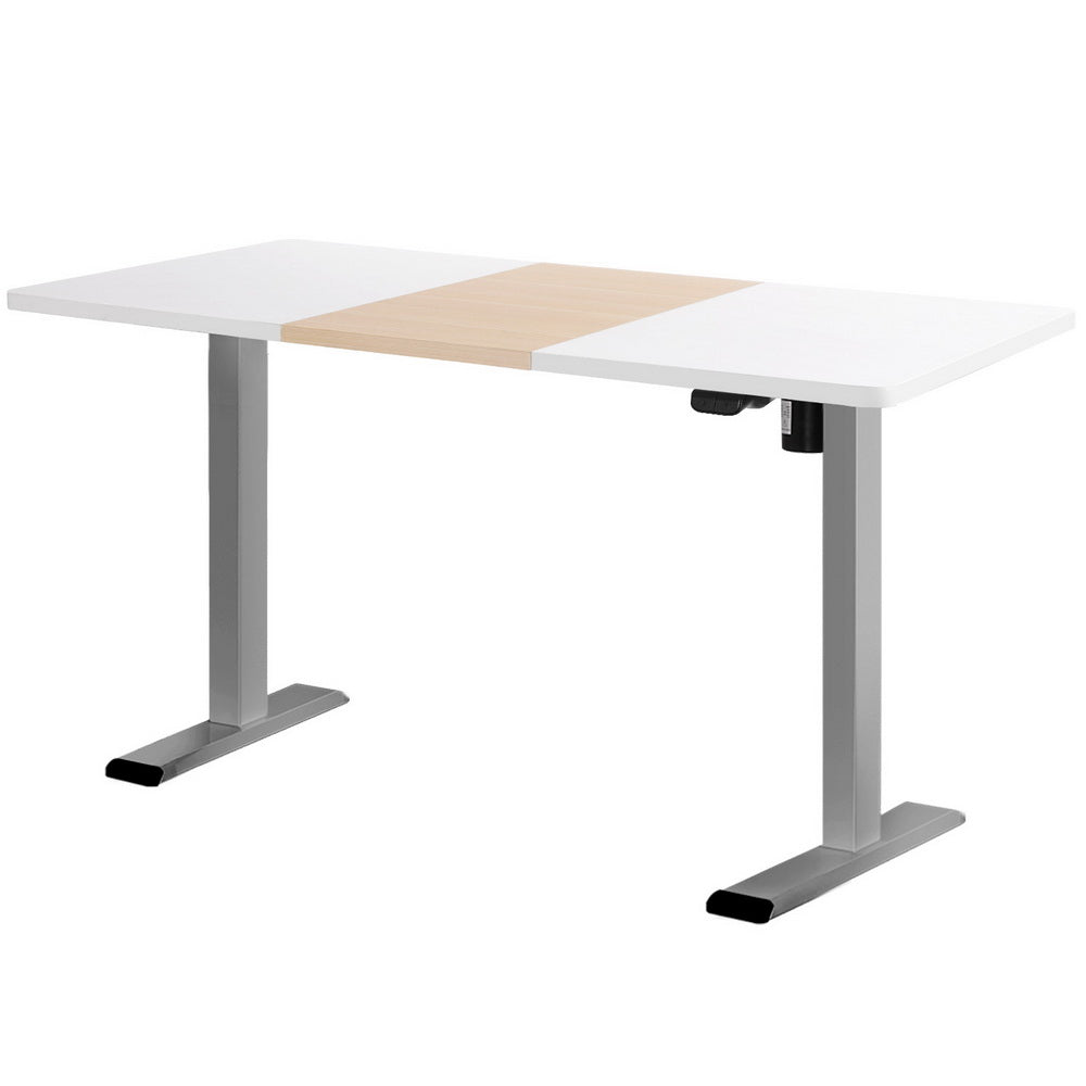 Standing Desk (Single Motor) Grey + White & Pine 140cm - Homecoze