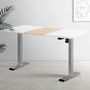 Standing Desk (Single Motor) Grey + White & Pine 140cm - Homecoze