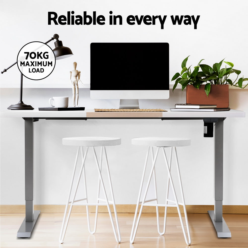 Standing Desk (Single Motor) Grey + White & Pine 140cm - Homecoze
