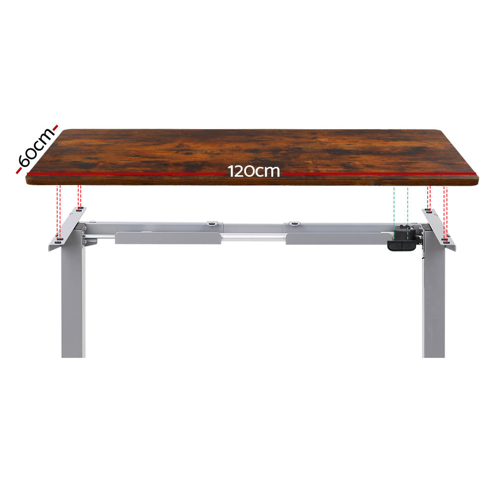 Standing Desk (Single Motor) Grey & Rustic 120cm - Homecoze