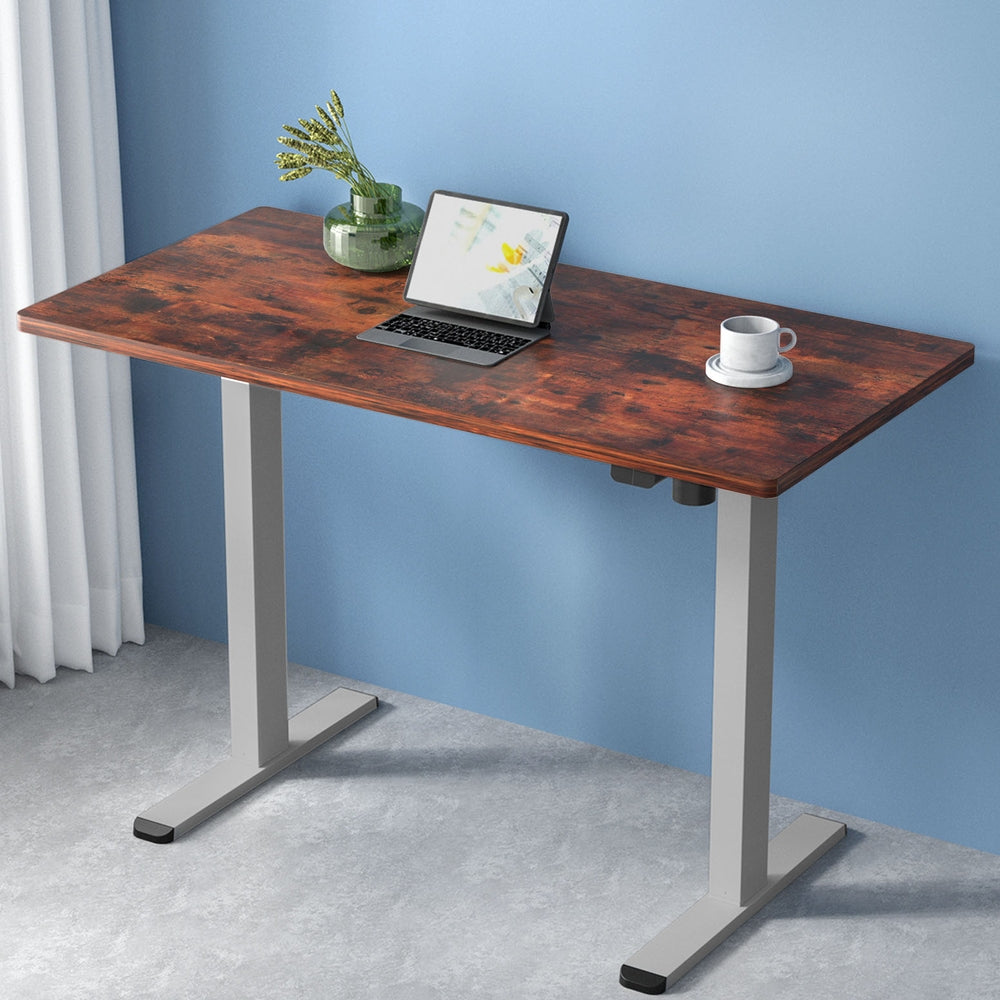 Standing Desk (Single Motor) Grey & Rustic 120cm