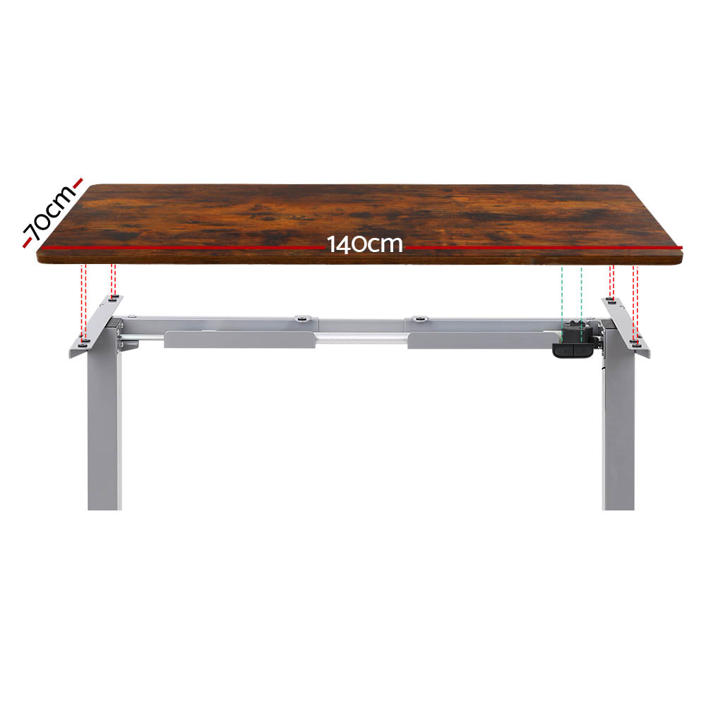 Standing Desk (Single Motor) Grey & Rustic 140cm