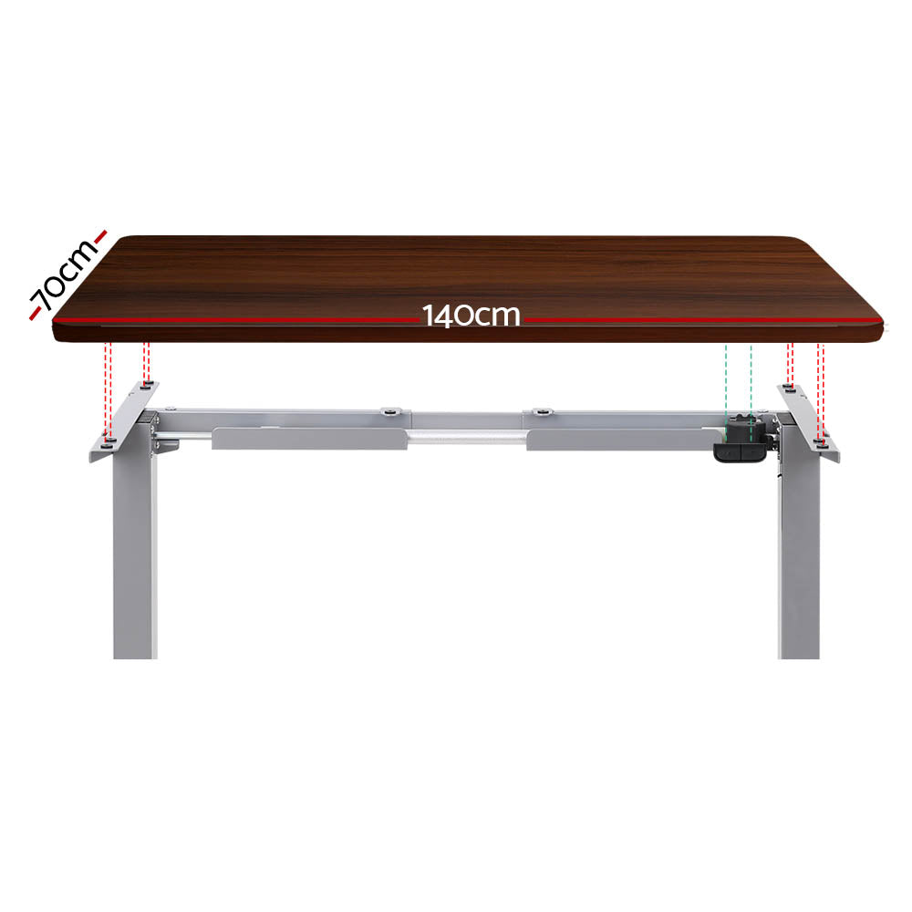 Standing Desk (Single Motor) Grey & Walnut 140cm - Homecoze