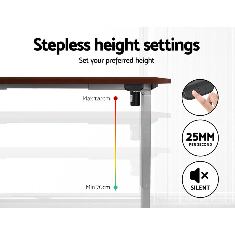 Standing Desk (Single Motor) Grey & Walnut 140cm - Homecoze
