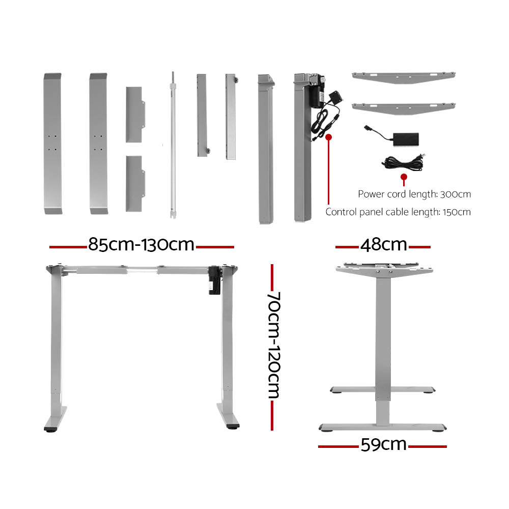 Standing Desk (Single Motor) Grey & White 120cm - Homecoze