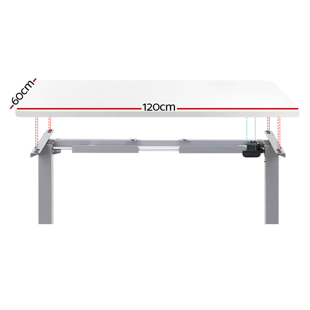 Standing Desk (Single Motor) Grey & White 120cm - Homecoze
