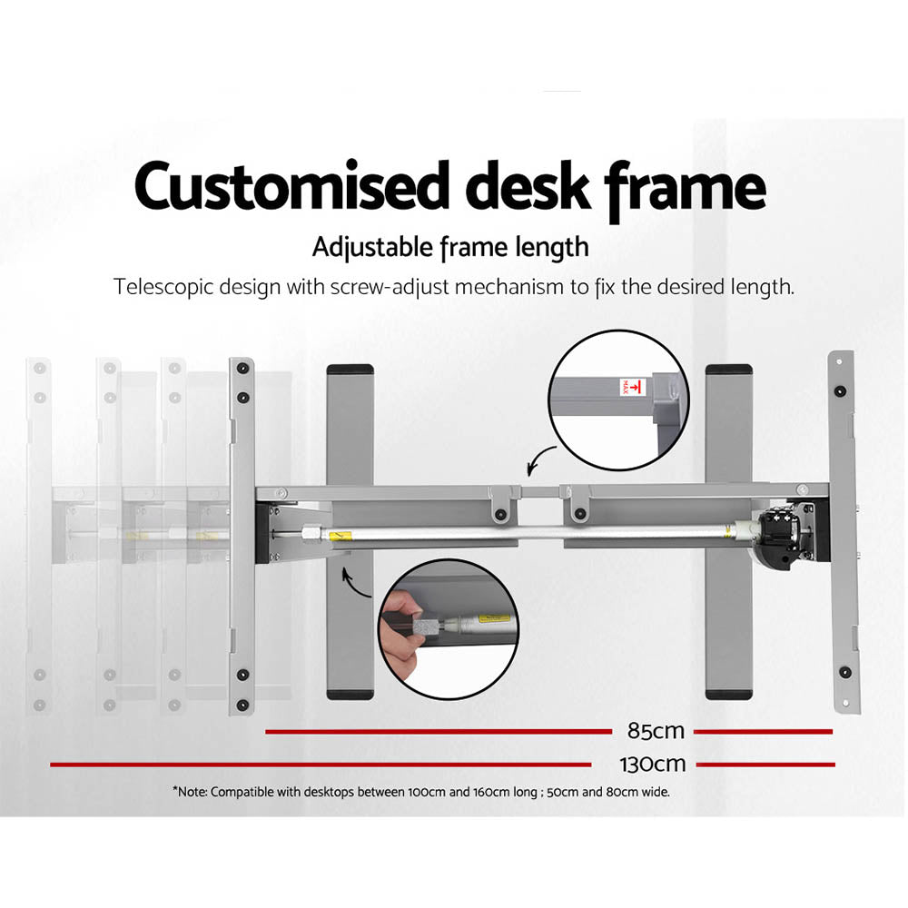 Standing Desk (Single Motor) Grey & White 120cm - Homecoze