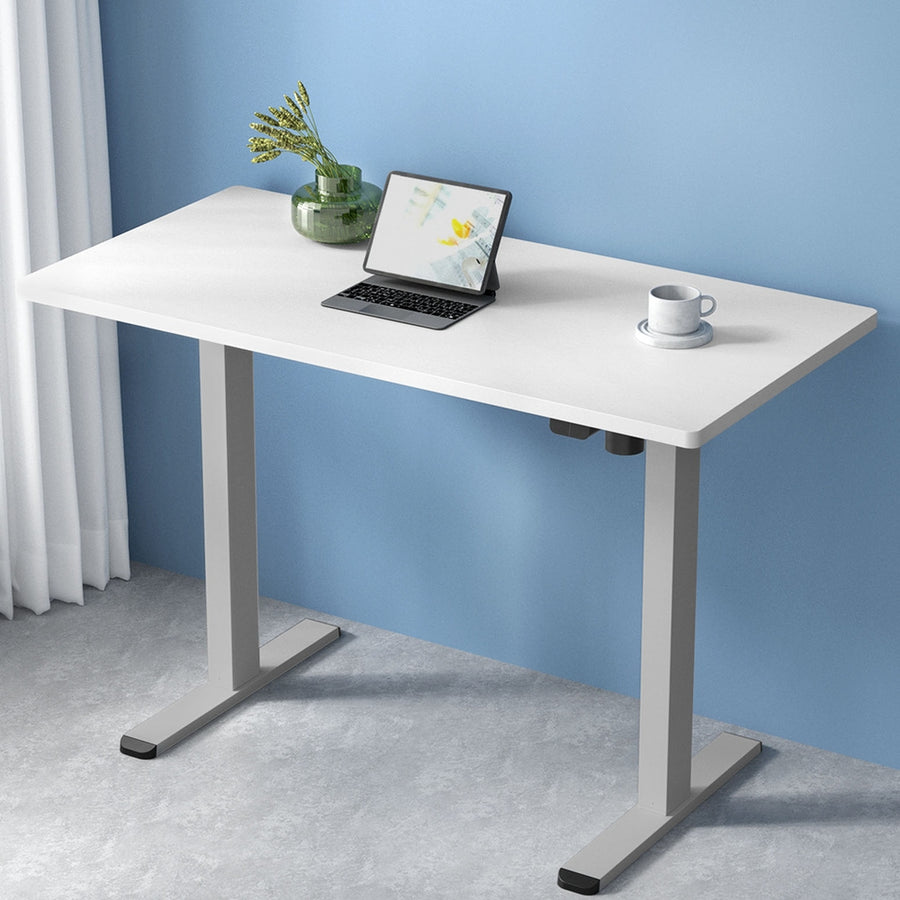 Standing Desk (Single Motor) Grey & White 140cm - Homecoze
