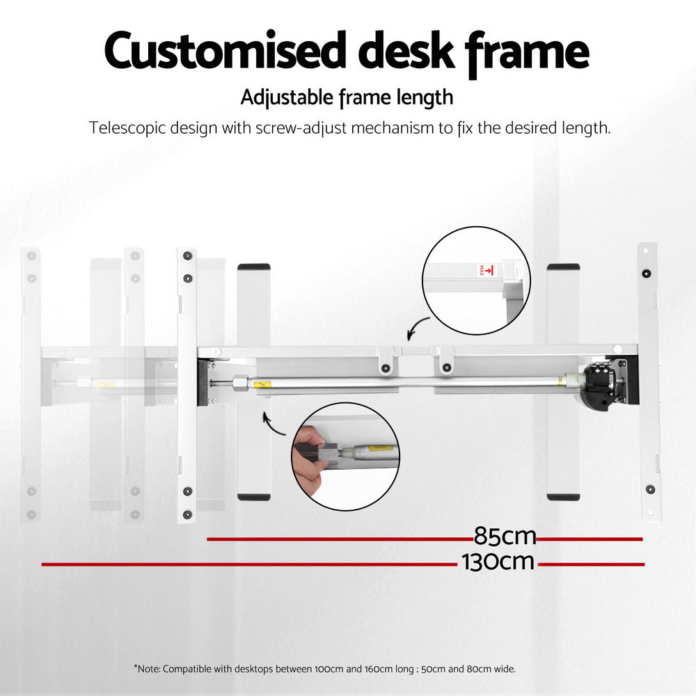 Standing Desk (Frame Only) Single Motor - White