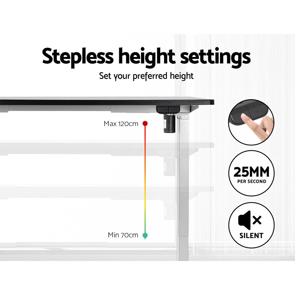 Standing Desk (Single Motor) White & Black 140cm - Homecoze