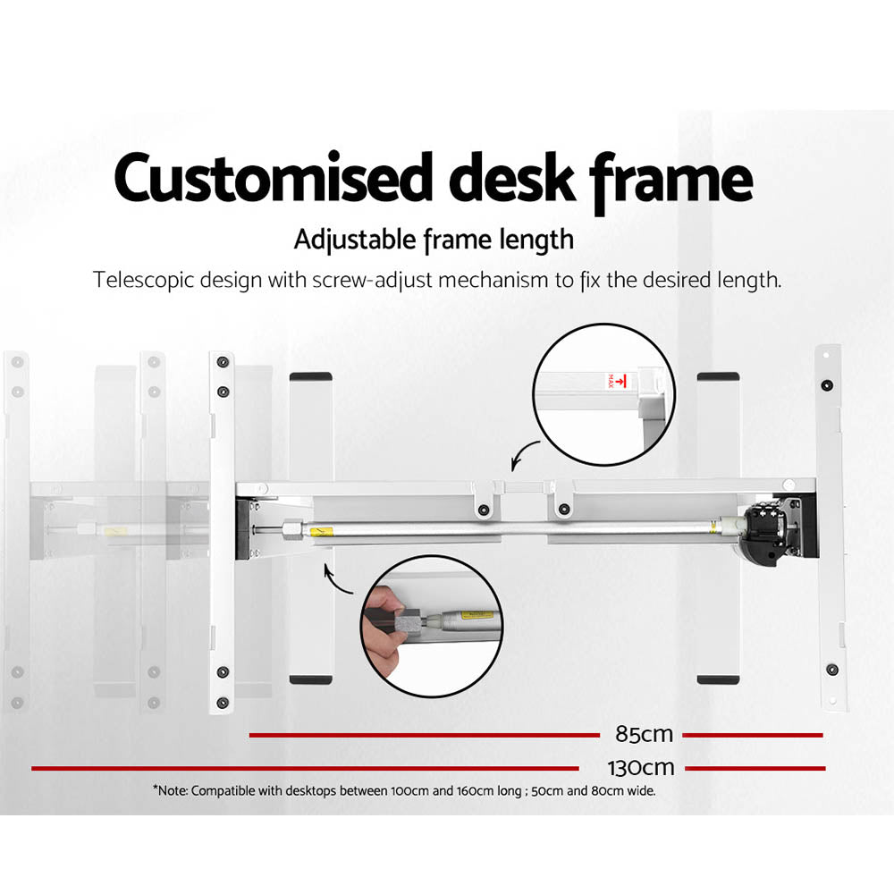 Standing Desk (Single Motor) White & Black 140cm - Homecoze