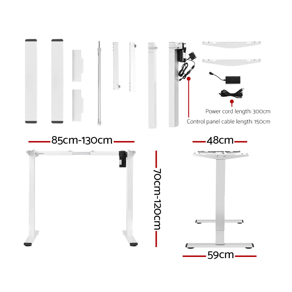 Standing Desk (Single Motor) White & Oak 120cm - Homecoze