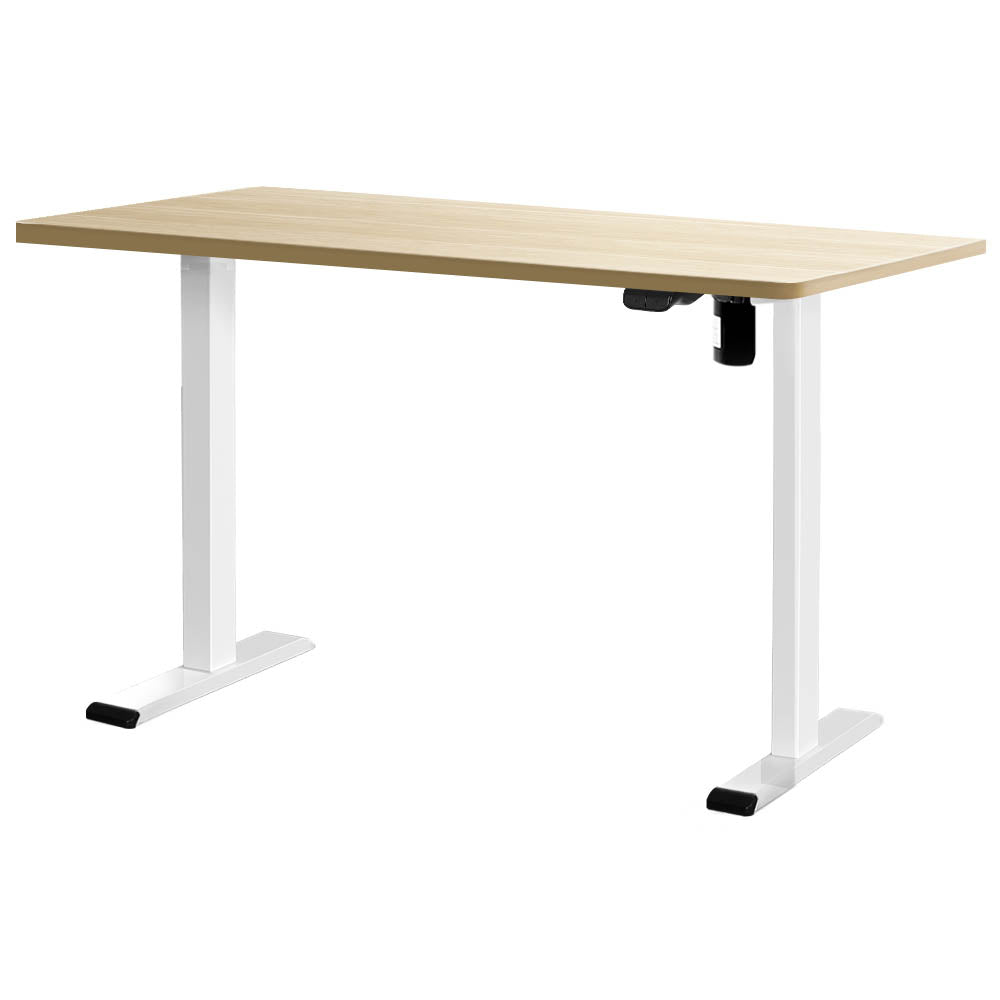 Standing Desk (Single Motor) White & Oak 140cm - Homecoze