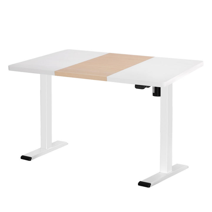 Standing Desk (Single Motor) White + White & Pine 120cm