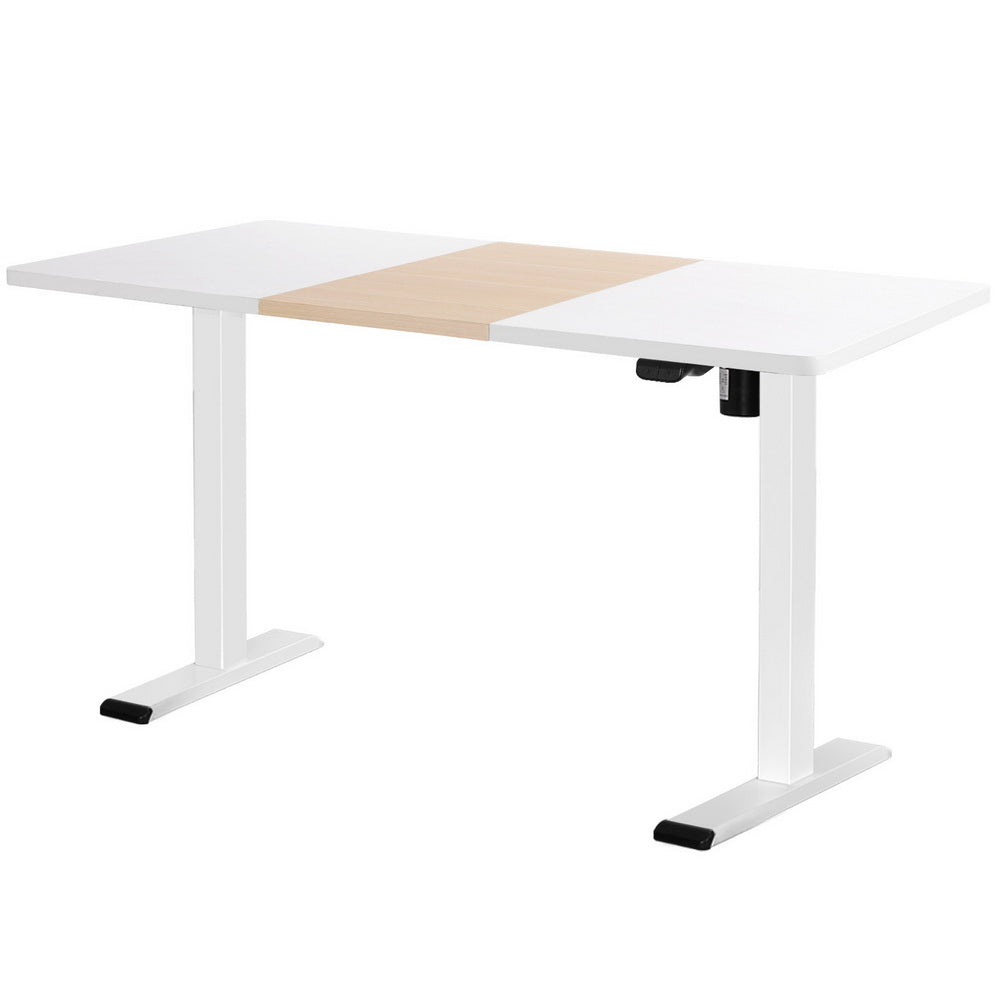 Standing Desk (Single Motor) White + White & Pine 140cm