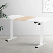 Standing Desk (Single Motor) White + White & Pine 140cm - Homecoze
