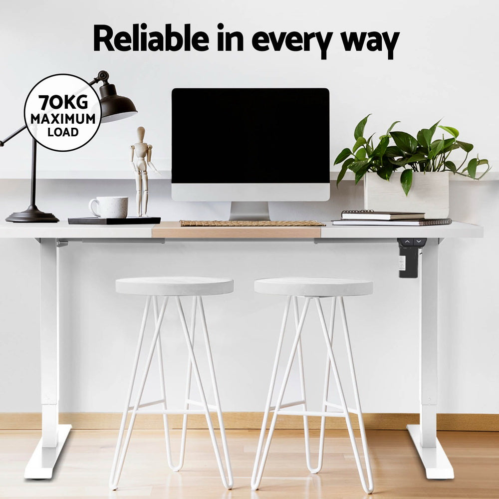 Standing Desk (Single Motor) White + White & Pine 140cm - Homecoze