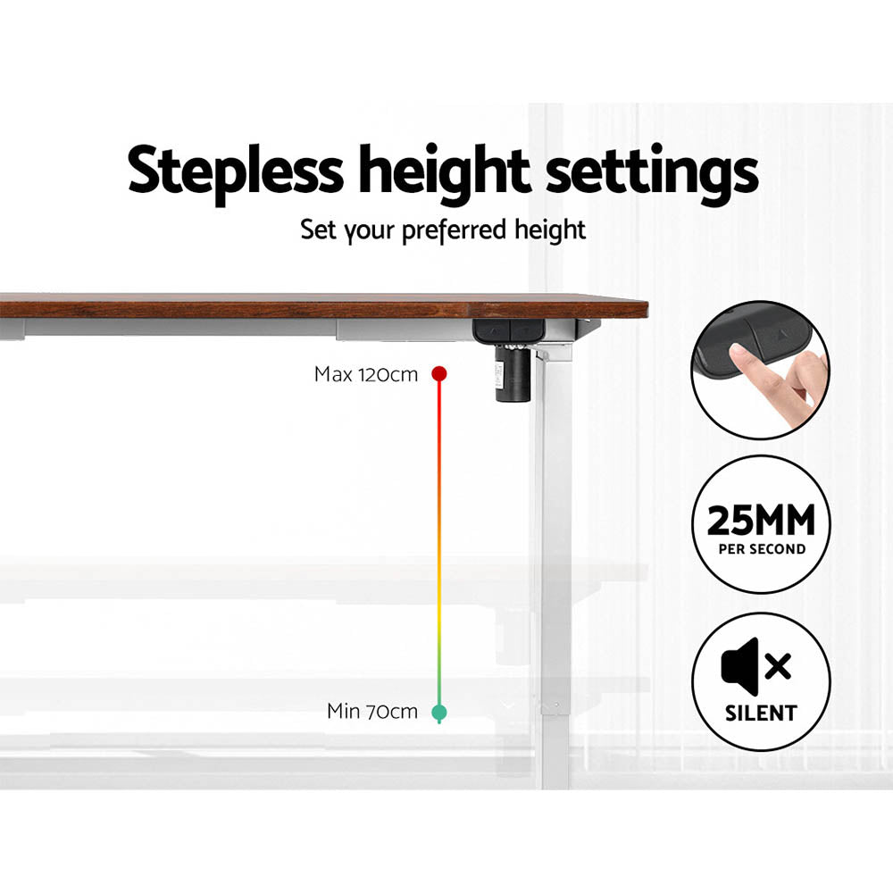 Standing Desk (Single Motor) White & Rustic 140cm - Homecoze
