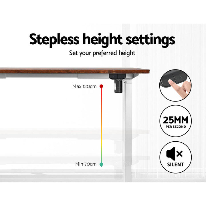 Standing Desk (Single Motor) White & Rustic 140cm - Homecoze