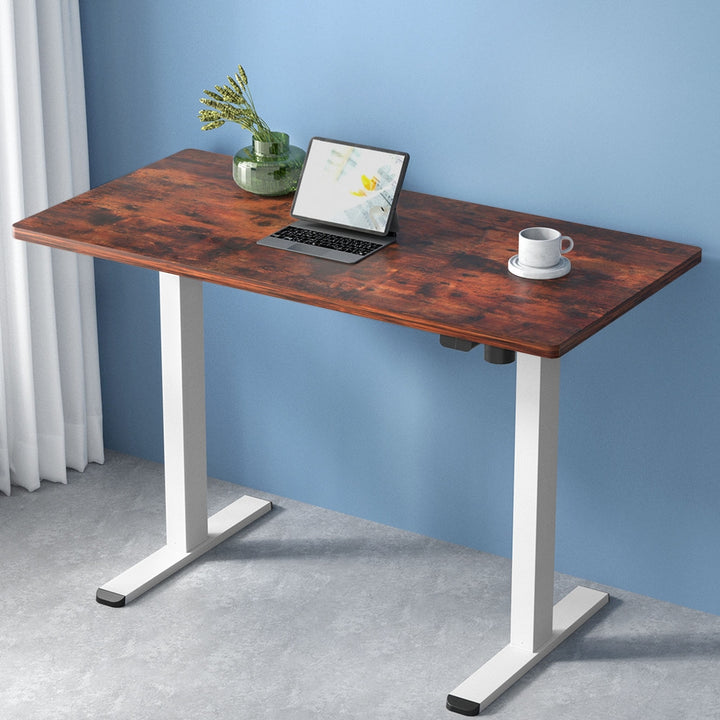 Standing Desk (Single Motor) White & Rustic 140cm - Homecoze