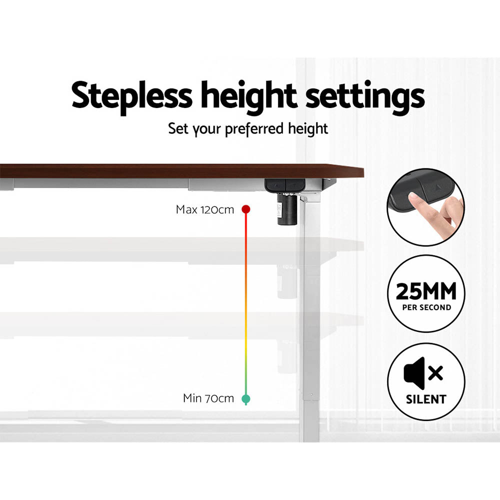 Standing Desk (Single Motor) White & Walnut 120cm - Homecoze